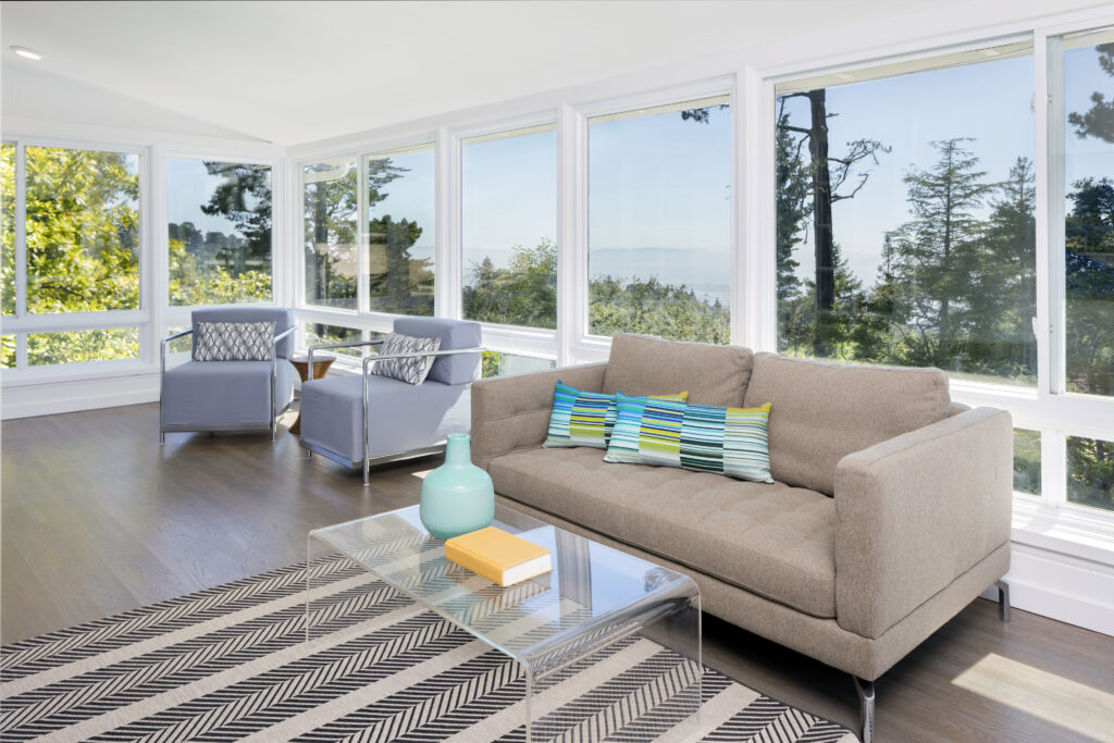 Sunroom with glass windows